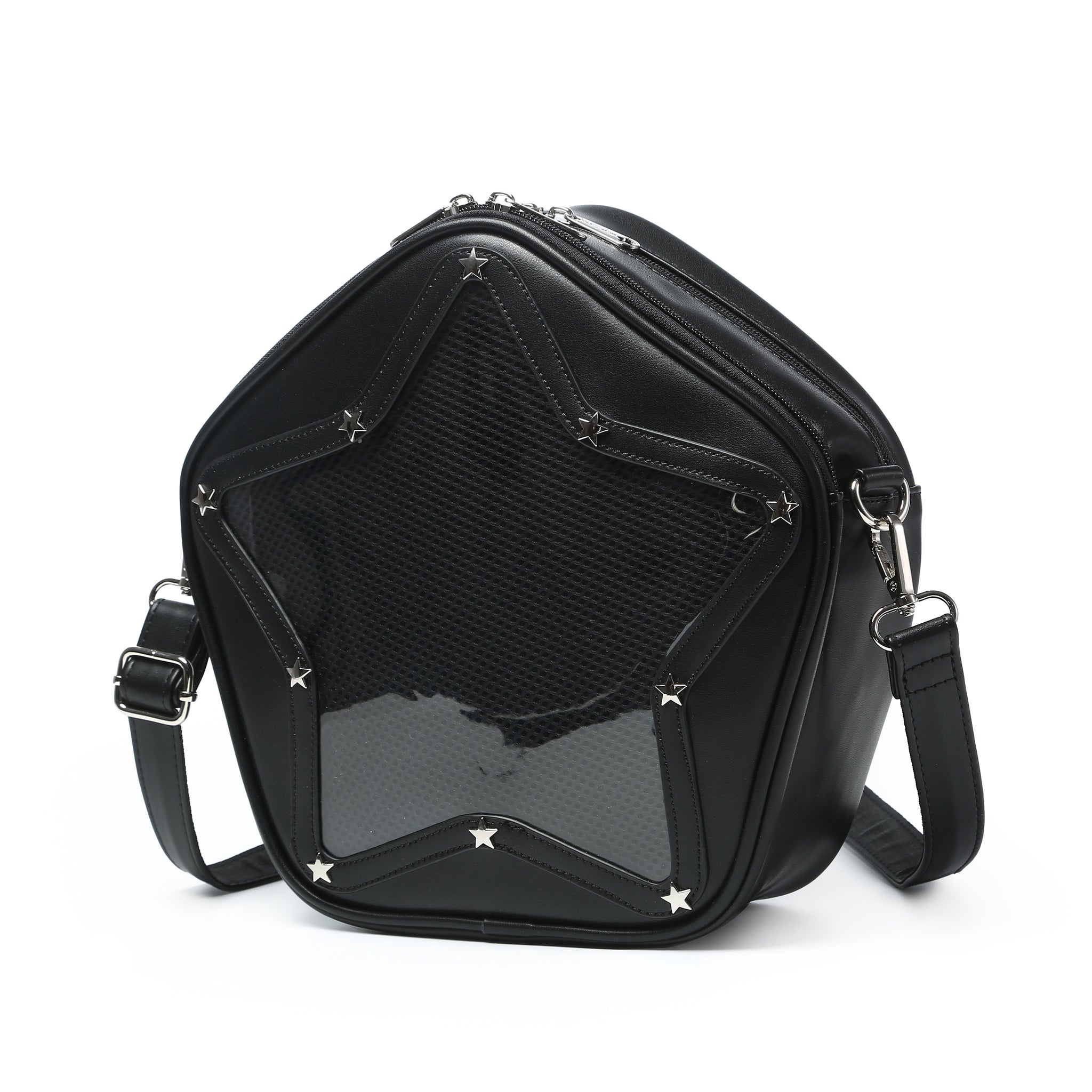 3081 Star Shape Ita Bag Pins Display Crossbody Bag PU Leather Backpack Y2k 135d7214-75df-42dc-8716-  main image 2