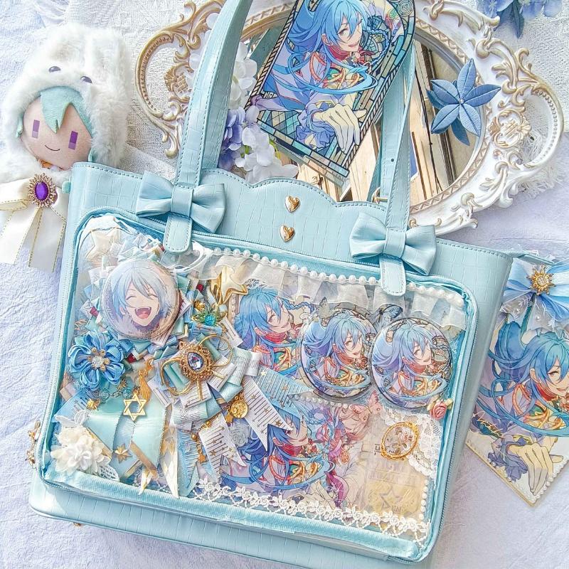 Cute Bow Laser JK Uniform Transparent ItaBag Totes