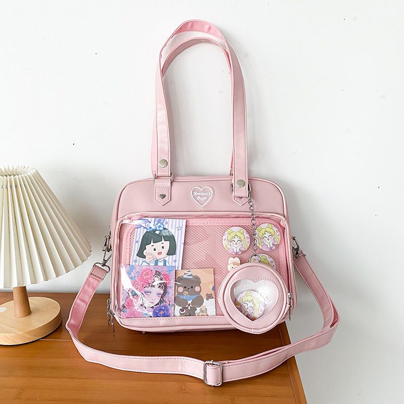 Joygoodta Ita Bag Crossbody Schoudertas PU Pin Display met Verstelbare Joygoodta Ita Bag Crossbody Schoudertas PU Pin Display met Verstelbare