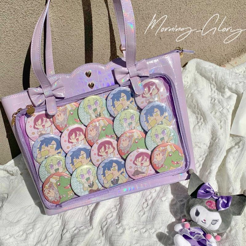 Cute Bow Laser JK Uniform Transparent ItaBag Totes