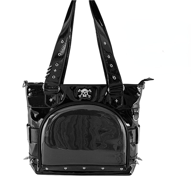 Punk Clear Doll Shoulder Bag Metal Skull Chain Lolita Totes Ita Crossbody Bag