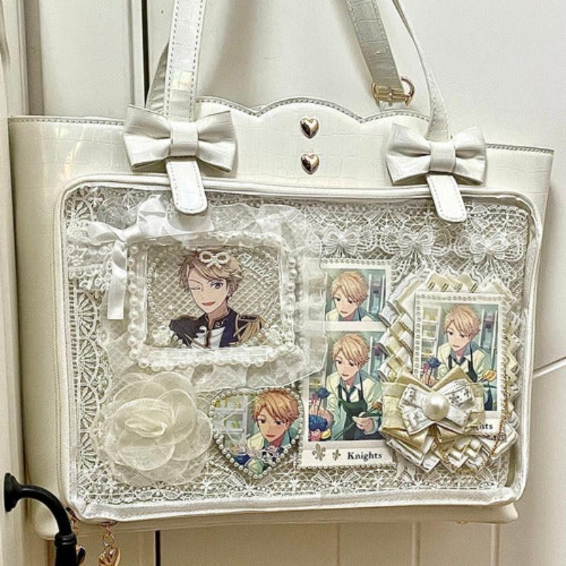 Cute Bow Laser JK Uniform Transparent ItaBag Totes