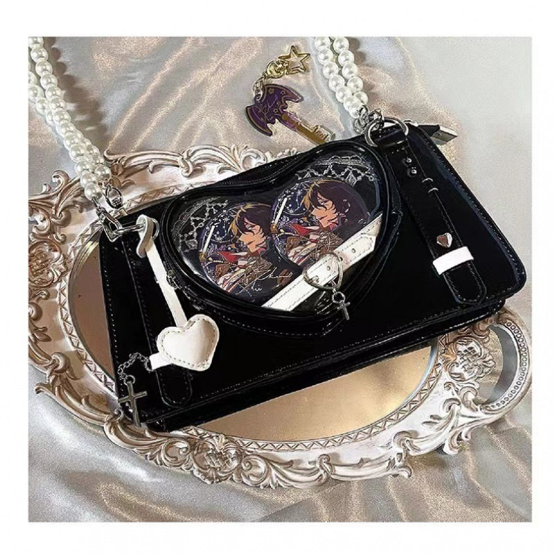 Japanese Lolita Cute Transparent Black Ita Bag Crossbody Ita Bags