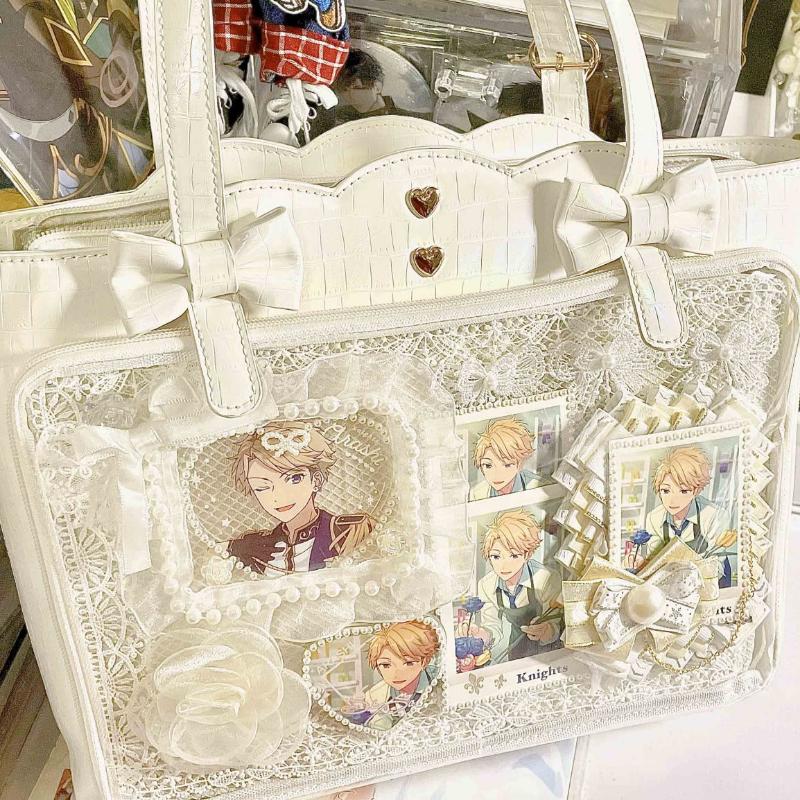 Cute Bow Laser JK Uniform Transparent ItaBag Totes