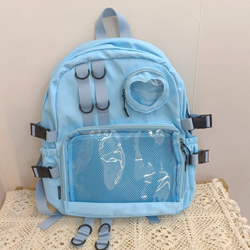 clear mini backpack ita Large Lolita Double Clear Windows Kawaii Anime Backpack – Ita Bag Shop