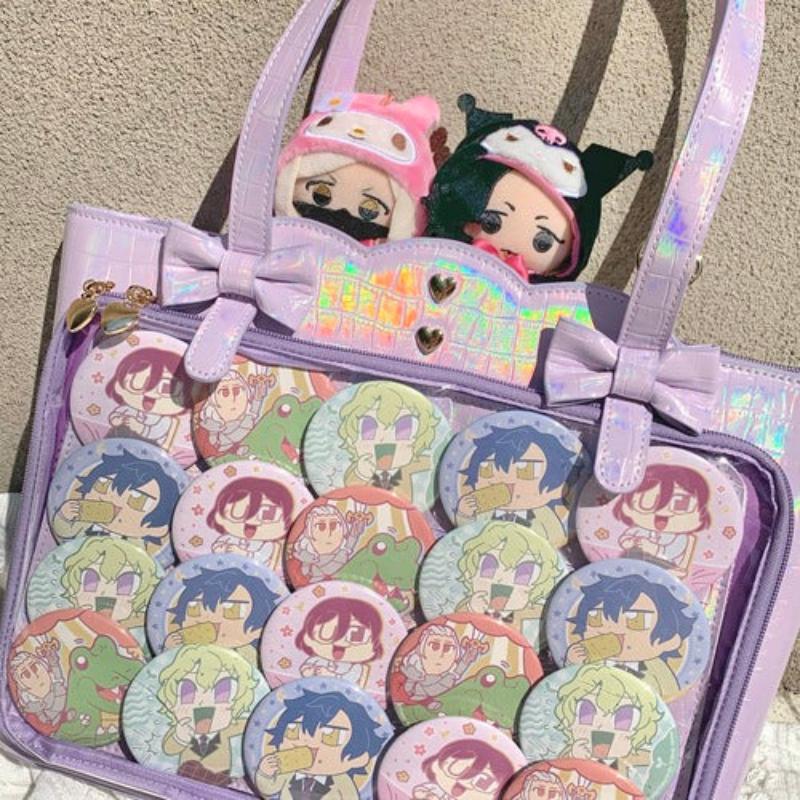 Cute Bow Laser JK Uniform Transparent ItaBag Totes