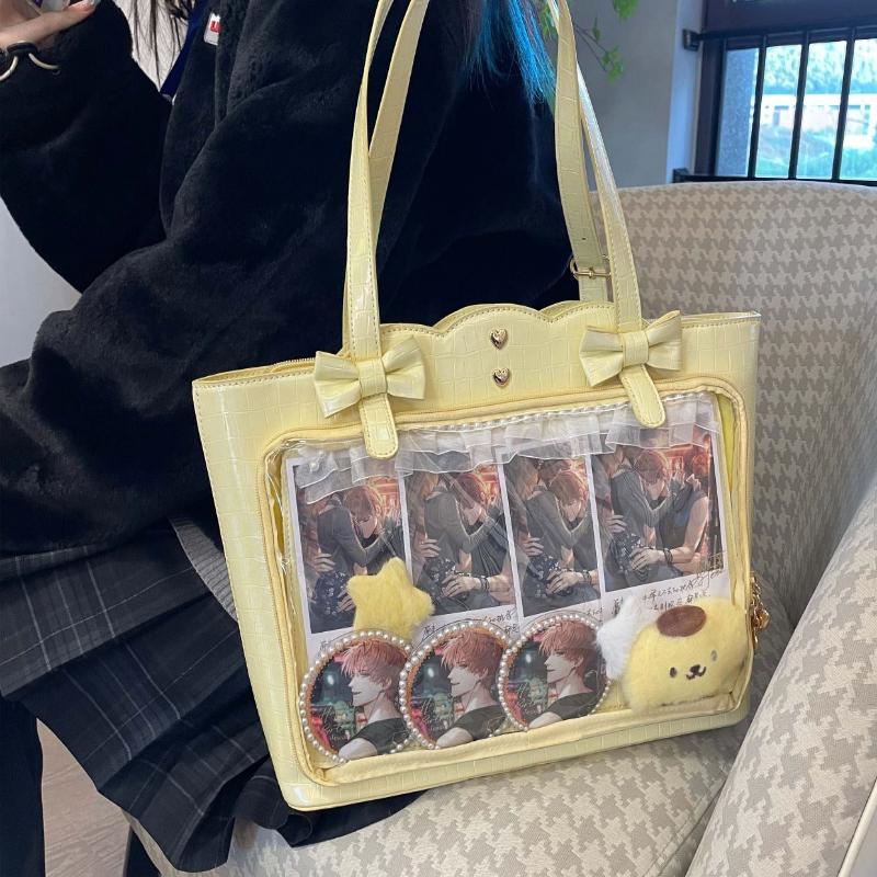 Cute Bow Laser JK Uniform Transparent ItaBag Totes