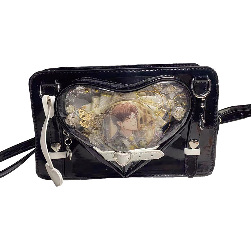 Japanese Lolita Cute Transparent Black Ita Bag Crossbody Ita Bags