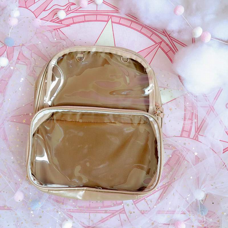 candy leather backpack Double Window Candy PU Leather Backpack