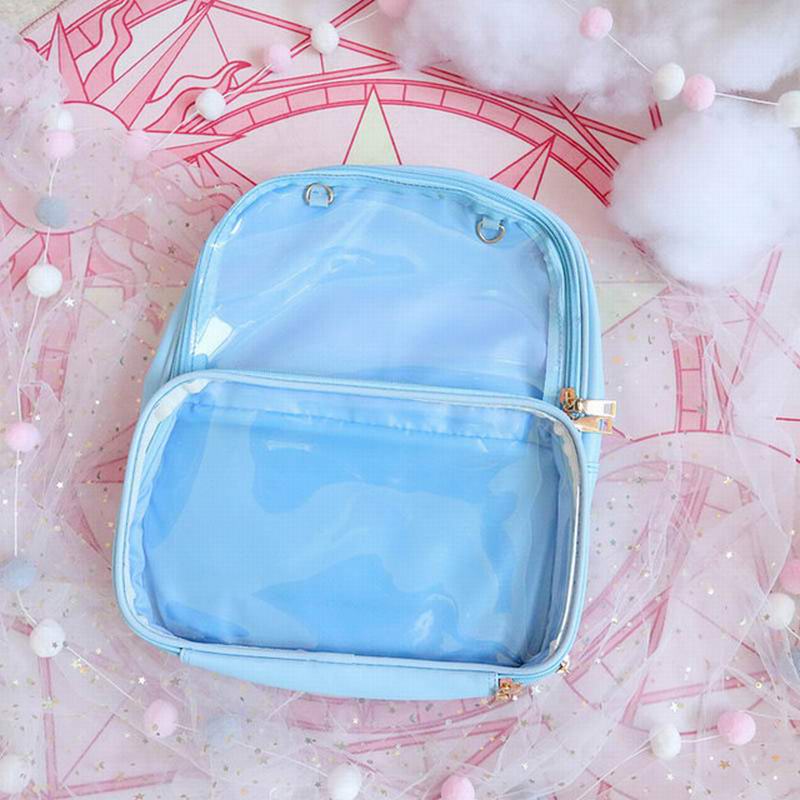 Double Window Candy PU Leather Backpack Ita Backpacks