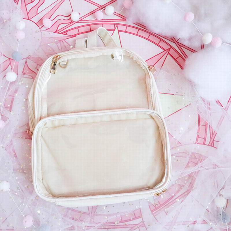 Double Window Candy PU Leather Backpack Ita Backpacks