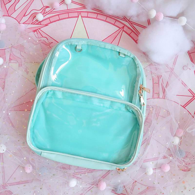 Double Window Candy PU Leather Backpack Ita Backpacks