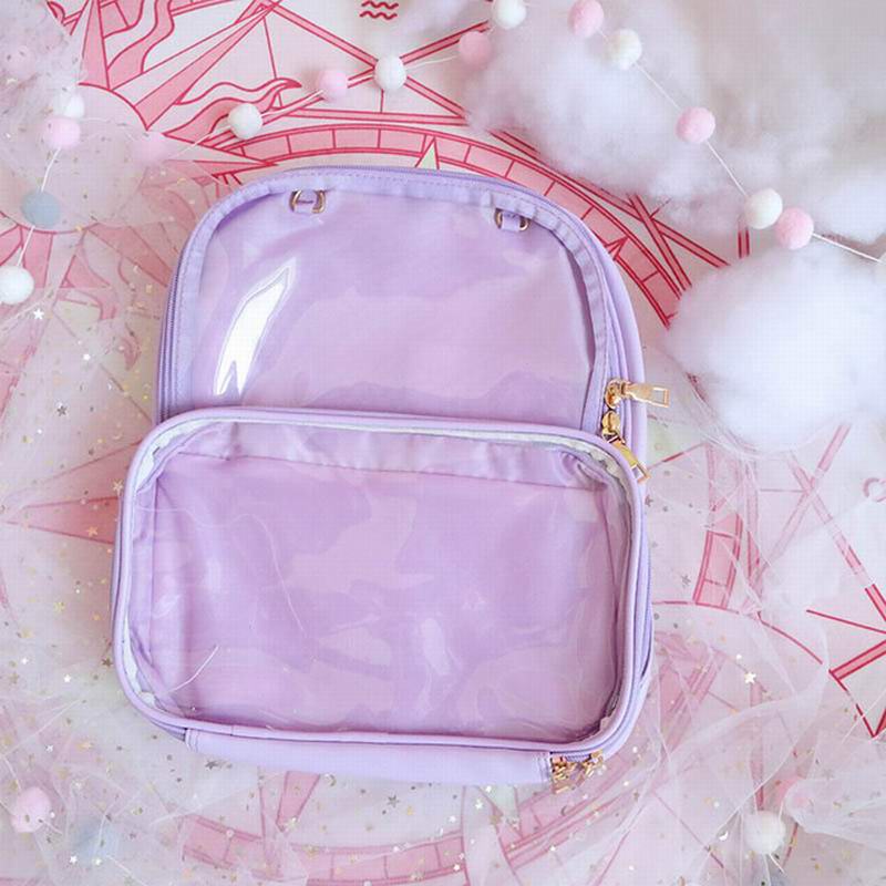 Double Window Candy PU Leather Backpack Ita Backpacks