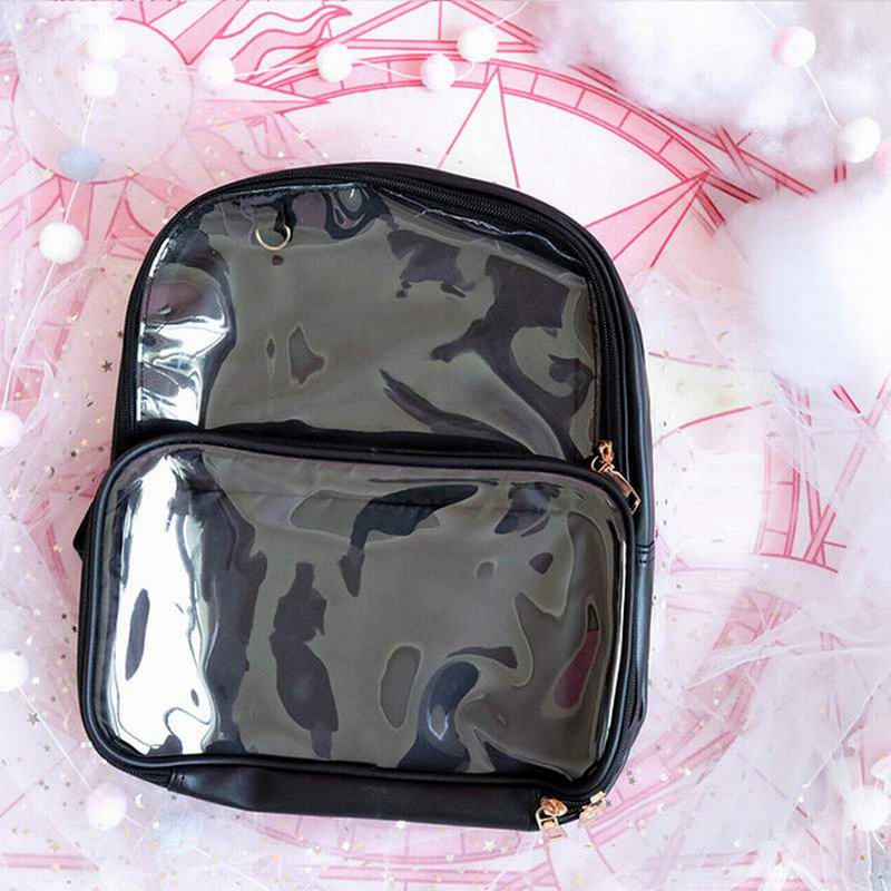 Double Window Candy PU Leather Backpack Ita Backpacks