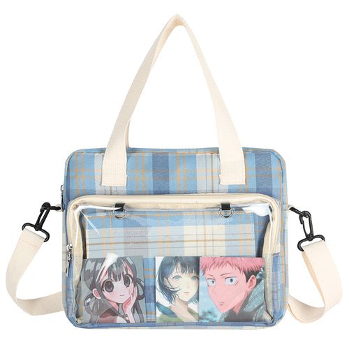Kawaii Plaid Cansvas Ita Bag Shoulder Bag