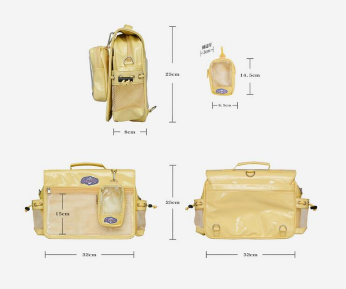 BERRYQ Casual ACGN Ita Bag Gender Neutral Style Shoulder Bag 3 Way Design Crossbody Ita Bags
